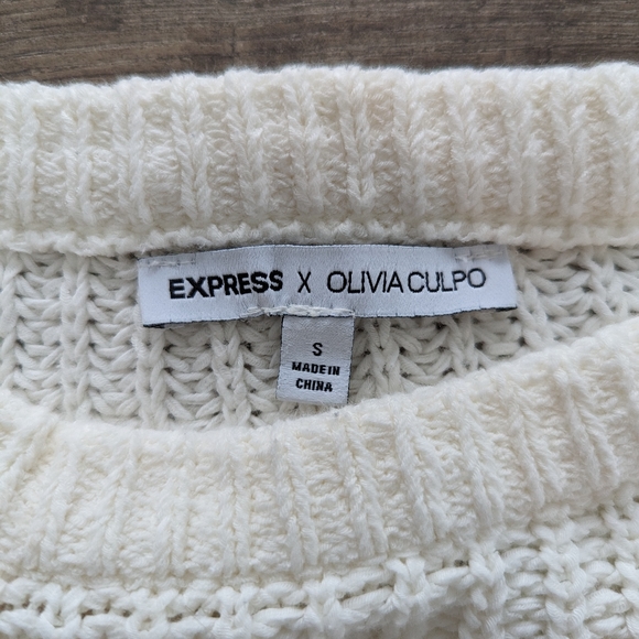 Express Small Cropped Cream Off White  Neutral Sweater Olivia Culpa - Picture 5 of 7
